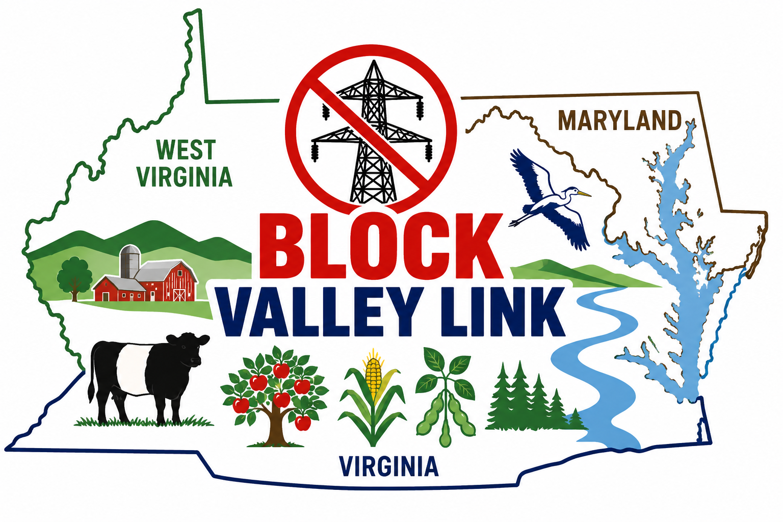 Block Valley Link — no transmission tower over the West Virginia, Virginia, and Maryland region