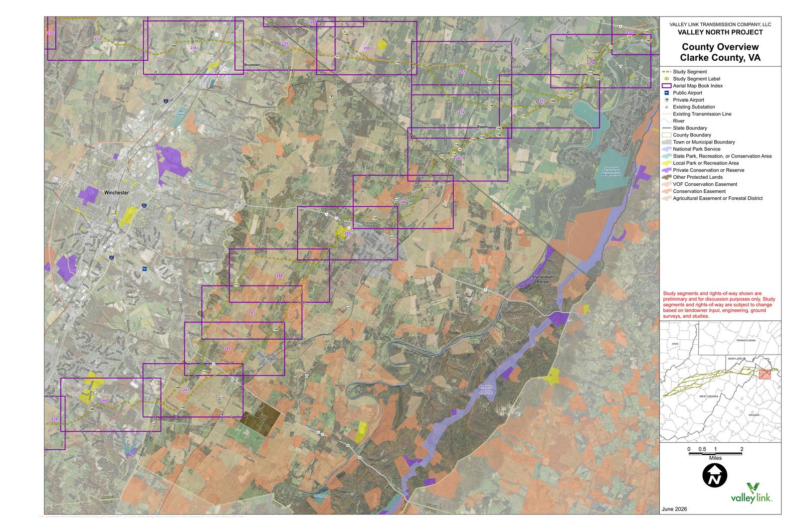 Valley North project — Clarke County route overview map